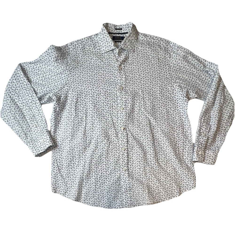 Polo Ralph Lauren Button Up Shirt All Over Print Giraffe Cheetah Safari Men's XL